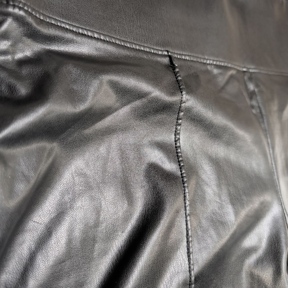 Women's Nine West Black Faux Leather Leggings L - Picture 4 of 11